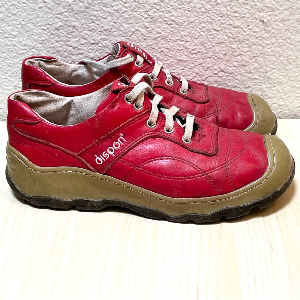 Dispon Brand- Red Leather Women's Sneakers Lace Up Shoes - Taiwanese- Rare EUC - Picture 11 of 13